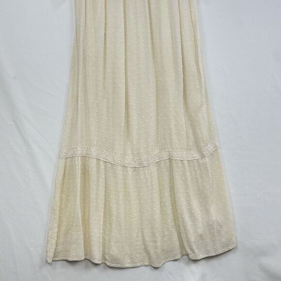 Knox Rose Clip Swiss Dot Ruffle Flared Sleeve Tiered Maxi Dress Ivory Size L - Picture 7 of 16